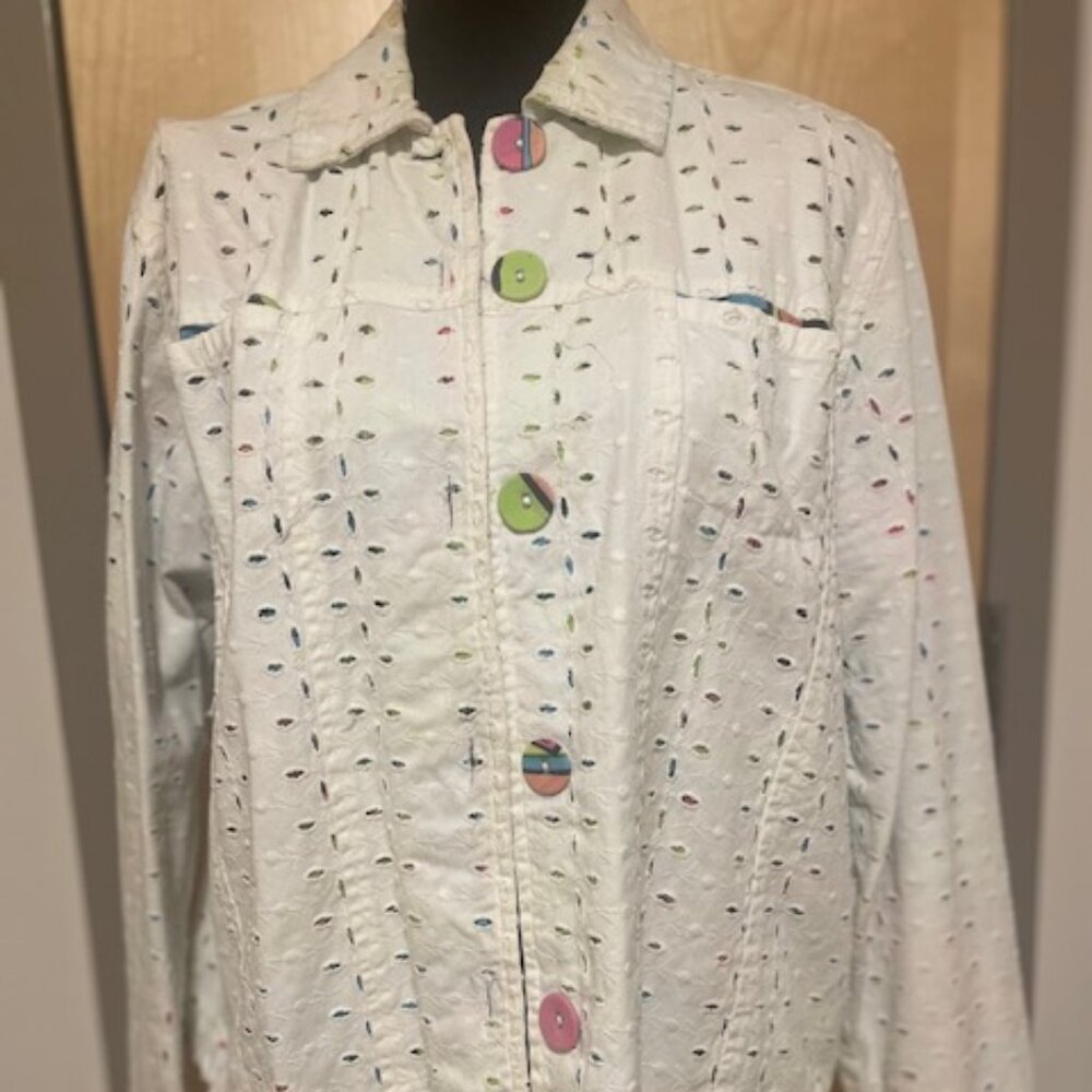 Vintage 90s Keren Hart Embroidered Rainbow Jacket